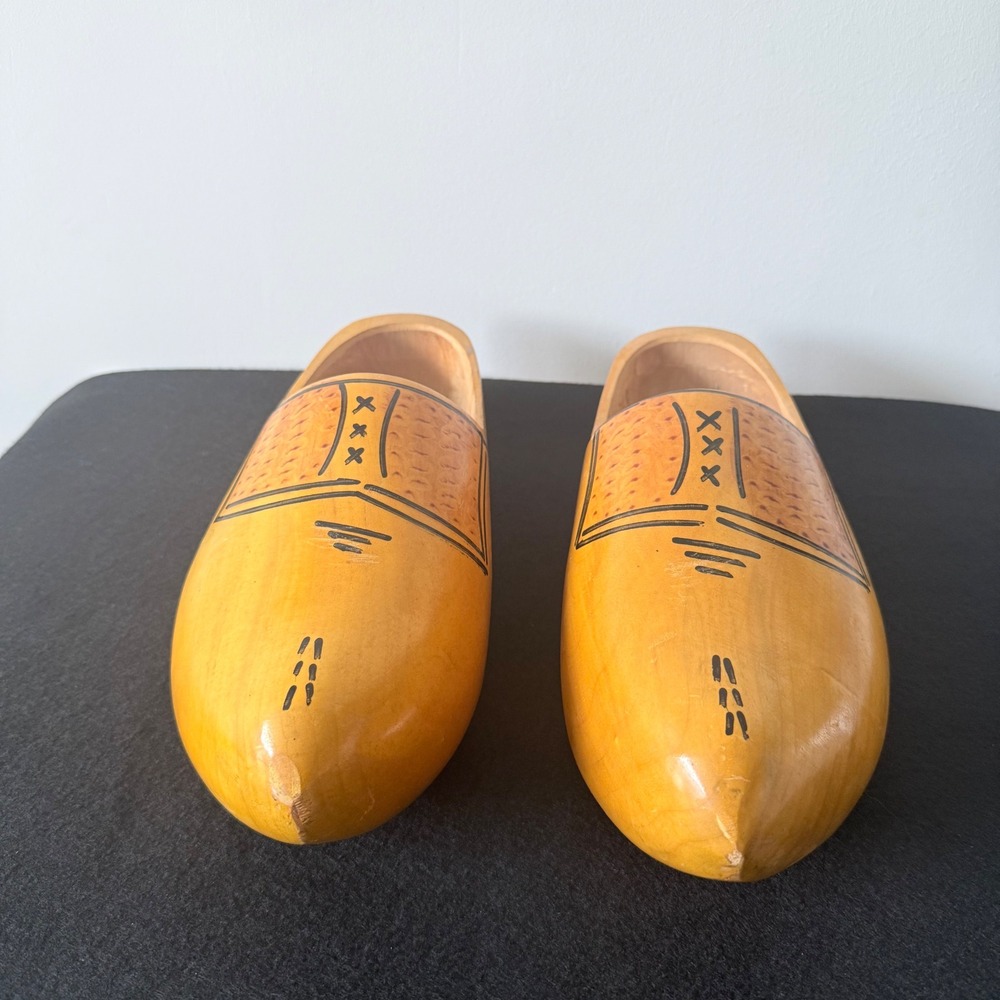 Vintage Wooden Dutch Clogs Hand Painted Folk Art‎ Souvenir Pair - Picture 12 of 12